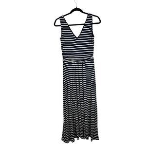 Boden Sienna Maxi Dress Size 4 4R Navy White Striped Womens Sleeveless V Neck